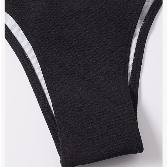 🎉New Sexy Push Up Underwire Solid Black Padded Buckle One Piece Swimsuit - Picture 5 of 7